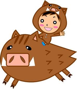 Boy riding on a wild boar, the wild boar, hai, boy, JPG, PNG and AI