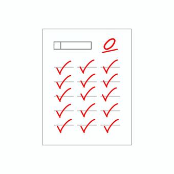 テスト　0点 テスト,0点,赤点,採点,学校,塾,勉強,学力,実力,受験のイラスト素材