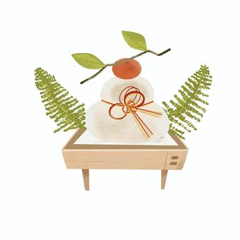 鏡餅 正月,元旦,年賀状,鏡餅,縁起物,新年,餅,みかん,水引,橙のイラスト素材