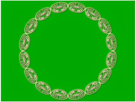 ダルマのフレ−ム　ネオン だるま,フレ−ム,ポストカード,メッセージカード,飾り枠,あしらい,ネオン,かわいい,笑顔,緑のイラスト素材