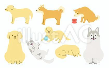 優しい雰囲気の犬イラストセット