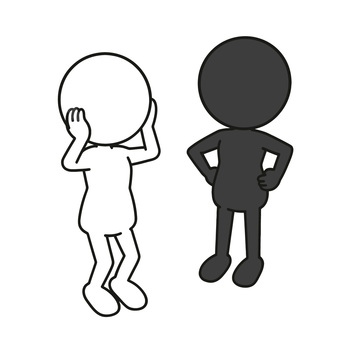 怒る人と耳をふさぐ人 棒人間,怒る,叱る,注意,怒鳴る,耳をふさぐ,拒否,無視,聞かない,対立のイラスト素材