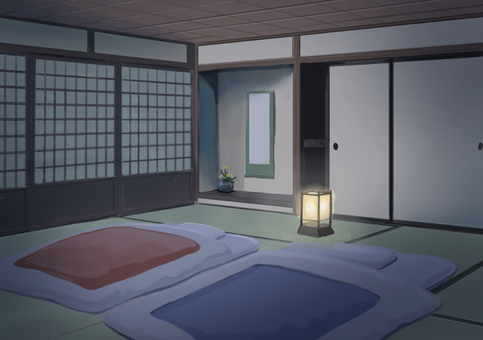 Illustration, chambre de style japonais, maison japonaise, une pièce, 
