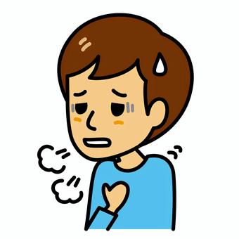 若い男性　息切れ 病気,男性,息切れ,症状,呼吸困難,過呼吸,苦しい,呼吸,ぜんそく,肺炎のイラスト素材