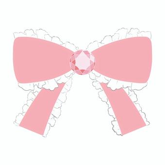 Illustration of cute lace ribbon with jewel, , JPG, PNG and AI