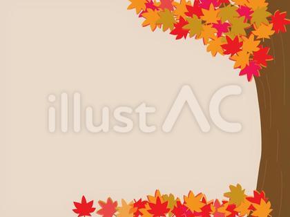 紅葉の木と落ち葉。