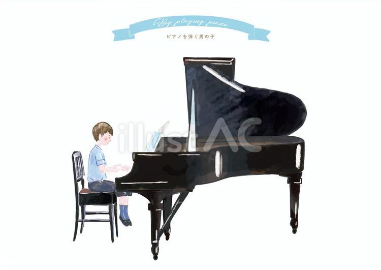 ピアノを弾く男の子 子ども,男の子,ピアノのイラスト素材