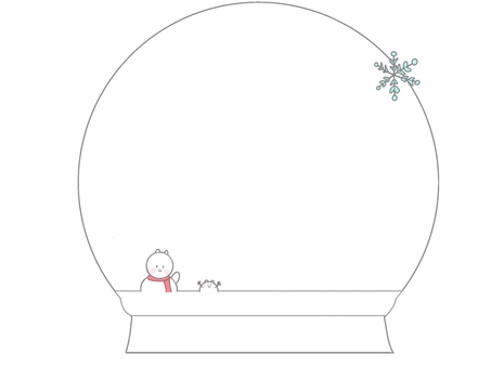 スノードームのくまちゃん/冬フレーム 冬,フレーム,かわいい,雪,ウィンター,背景透明,メッセージカード,シンプル,手描き,癒やし系のイラスト素材