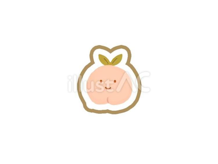 ももちゃん　線あり 桃,果物,線ありのイラスト素材