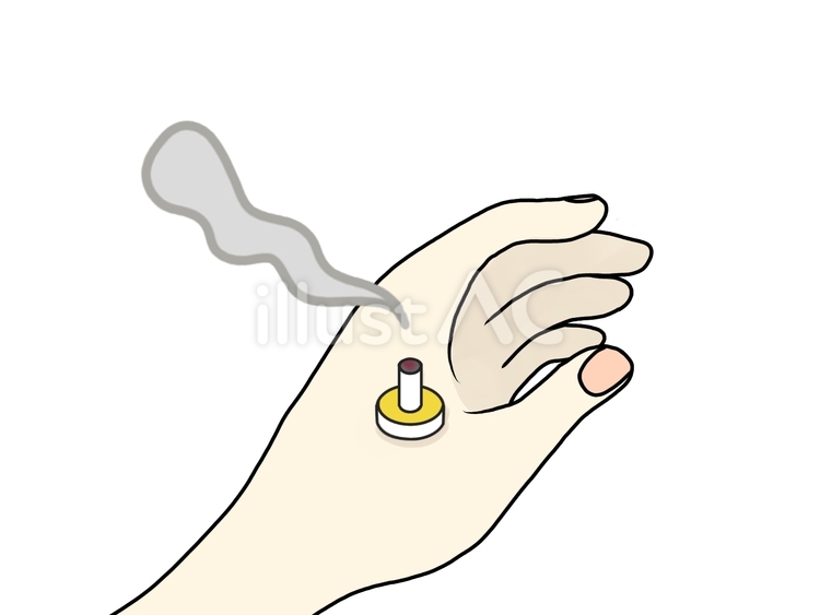 合谷にお灸をしている左手 ツボ,合谷,効果のイラスト素材