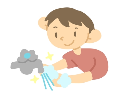 手を泡で洗う男の子 手を泡で洗う男の子 手洗い,洗う,石鹸,ハンドソープ,男,男の子,男児のイラスト素材