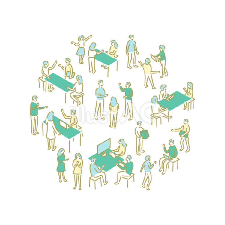 話し合い／生徒／先生のためのイラスト 人物,シンプル,教室のイラスト素材