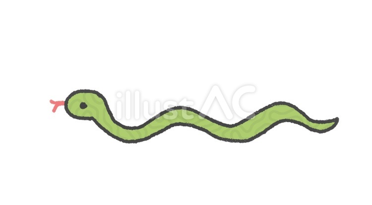 横向きに蛇行する緑色の蛇 蛇,動物,緑のイラスト素材