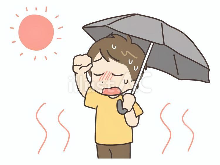 暑そうな日傘を差した男性 男性,日傘,暑いのイラスト素材