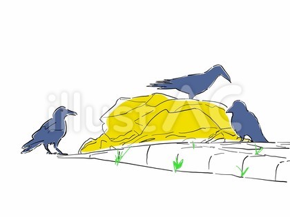 カラスがゴミを狙っているイメージ