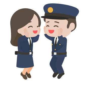 ハイタッチする警察官 警察官,ハイタッチ,チームワーク,協力,喜び,達成感,成功,信頼,仲間,公務員のイラスト素材