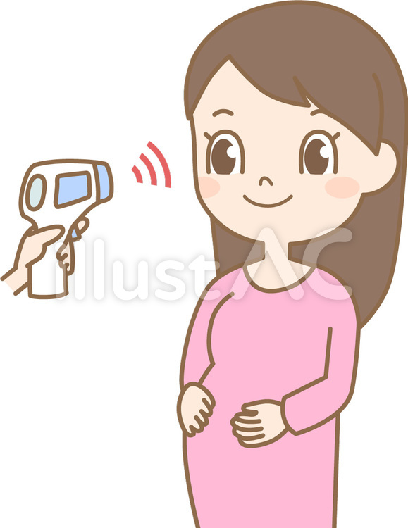 検温される妊婦 妊婦,女性,検温のイラスト素材