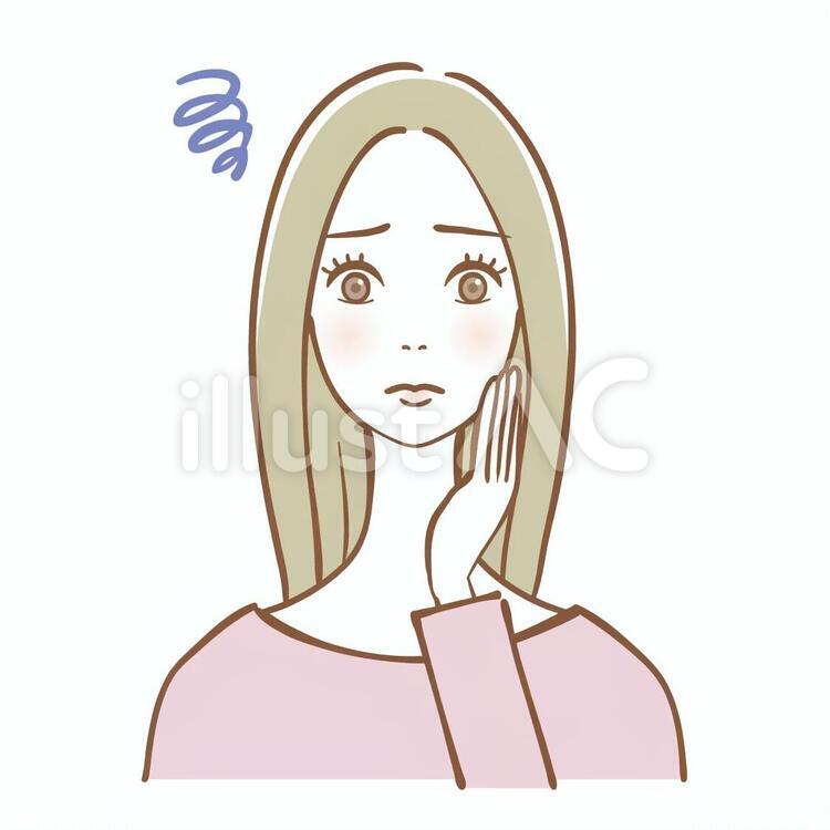 女性4　悩み　不満 女性,イラスト,悩みのイラスト素材