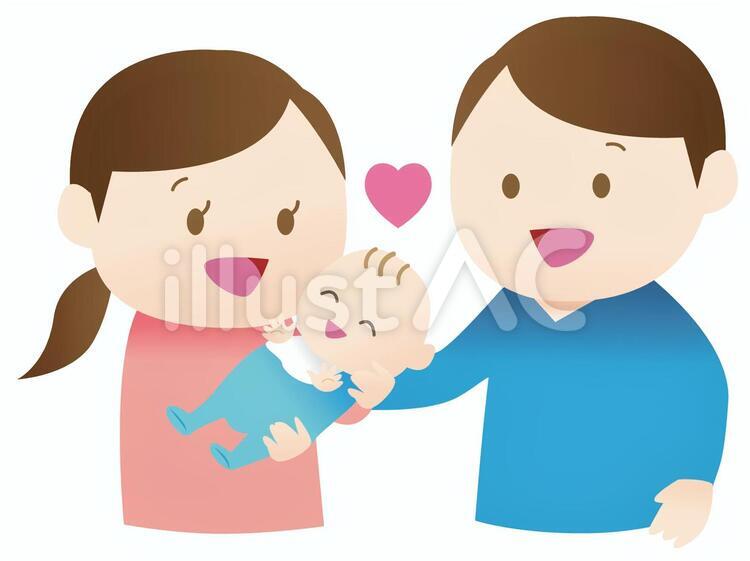 赤ちゃんを抱く女性と男性 赤ちゃん,hozu,夫婦のイラスト素材