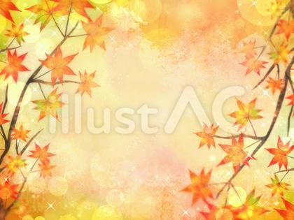 紅葉の水彩背景フレーム