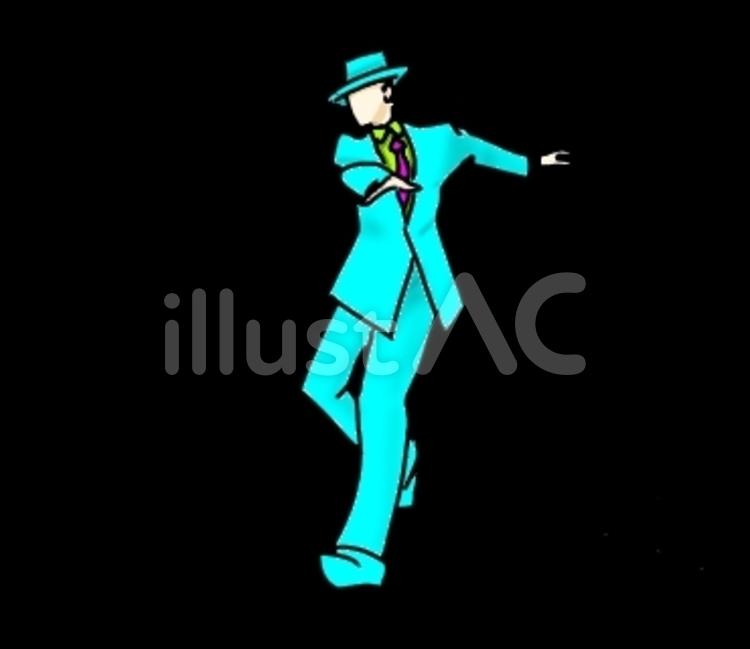 青いスーツを着て踊る男 青,水色,スーツのイラスト素材