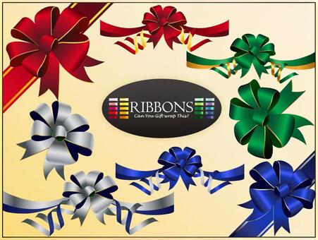 L-0321：リボン9 リボン,飾り,装飾,ラッピング,包装,イベント,赤,青,金,銀のイラスト素材