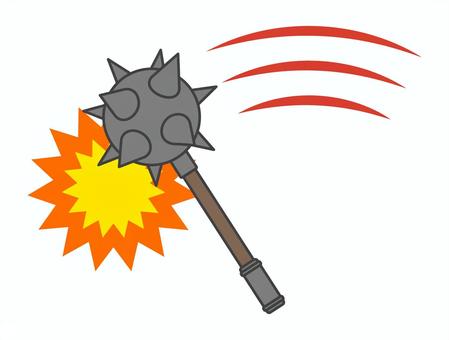 モーニングスターを振り下ろす モーニングスター,武器,攻撃,打撃,武装,叩く,振り下ろす,破壊,アクション,物のイラスト素材