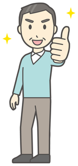 いいねとグッドサインを突き出す中年の男性 いいね,おじさん,男性,中年,お父さん,パパ,シニア,ミドルエイジ,人,おじいさんのイラスト素材