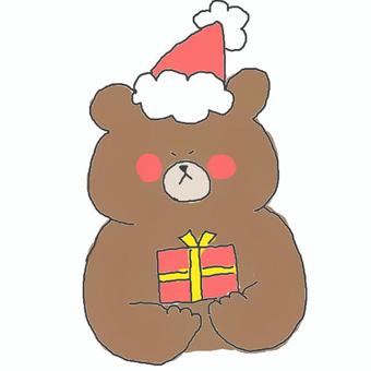 くまさんのクリスマス♪ くま,かわいい,動物,いきもの,クリスマス,プレゼント,ギフト,あげる,もらう,サプライズのイラスト素材