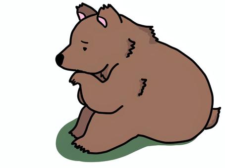 どうすべきか考えるクマ君 クマ,悩む,考える,落ち込む,寂しい,擬人化,三角座り,黄昏る,悲しむのイラスト素材