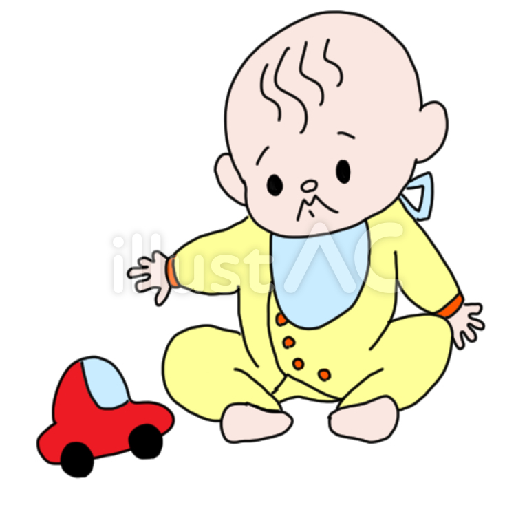 車のおもちゃと赤ちゃん 赤ちゃん,ベビー,乳幼児のイラスト素材