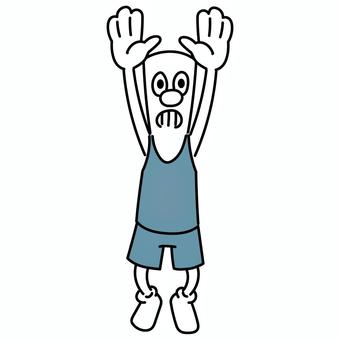 バスケのディフェンスで両手を挙げる棒人間 棒人間,キャラクター,バスケ,ディフェンス,守備,ハンズアップ,ブロック,バスケットボール,ユニフォーム,スポーツのイラスト素材