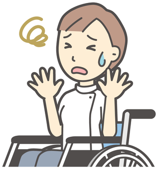 理学療法士女-369-バスト 車いす,困る,理学療法士,整体師,白衣,医療,病院,柔道整復師,カイロプラクティック,鍼灸師のイラスト素材