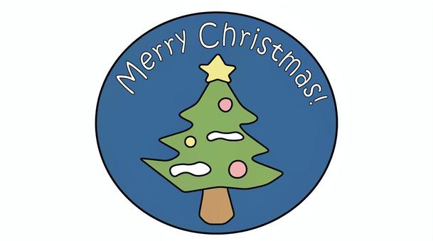 christmas4 クリスマス,クリスマスツリー,もみの木,ベクター,円形,文字,ステッカー,冬,12月のイラスト素材