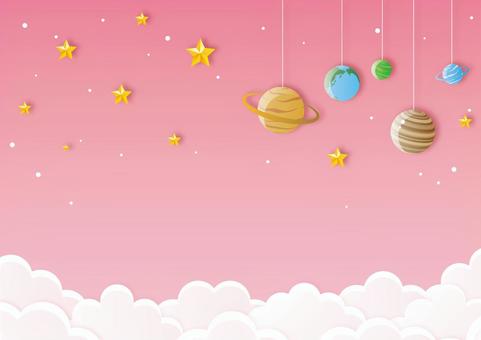 可愛い空と惑星の装飾の背景素材