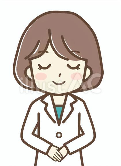 おじぎをする医療関係者の女性 上半身