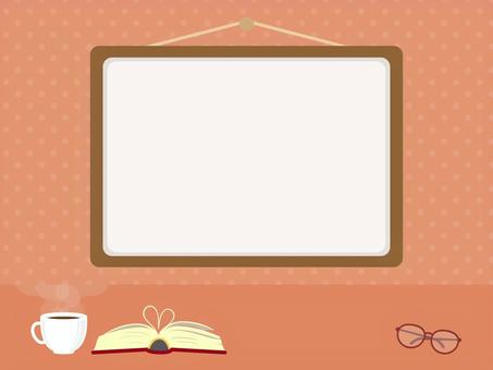 Book, coffee, glasses and whiteboard with polka dots, this, whiteboard, background, JPG, PNG and EPS