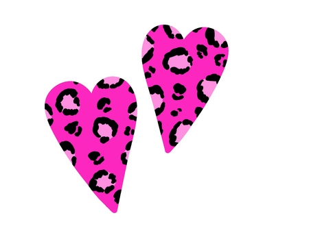 ピンクのヒョウ柄のハート ヒョウ柄,ピンク,派手,かわいい,ハート,デコレーション,素材,飾り,手書きのイラスト素材