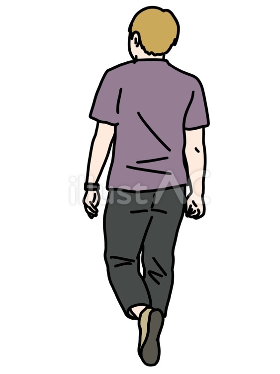 歩く男性の後ろ姿 男性,後ろ姿,腕時計のイラスト素材