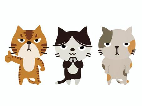 猫 猫,子猫,仔猫,お願い,ポーズ,マッチョ,グー,グッド,全身,ぶち猫のイラスト素材