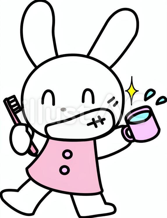 歯みがきうさぎ 歯みがき,うさぎ,ウサギのイラスト素材
