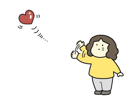 ハートと別れる人 ハート,失恋,心,メンタル,別れ,別れる,離れる,バイバイ,さようなら,悲しいのイラスト素材