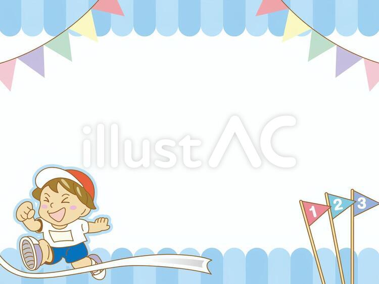 運動会フレーム01 運動会,学校,徒競走のイラスト素材