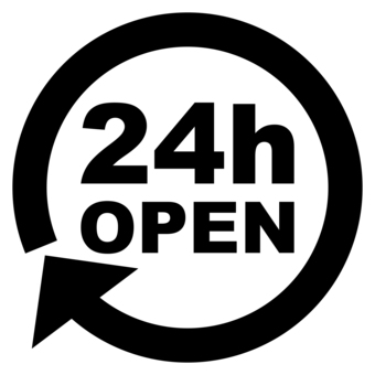 24時間営業のアイコン 黒 24時間,営業,open,開店,ショップ,店,コンビニ,一日,ループ,オープンのイラスト素材