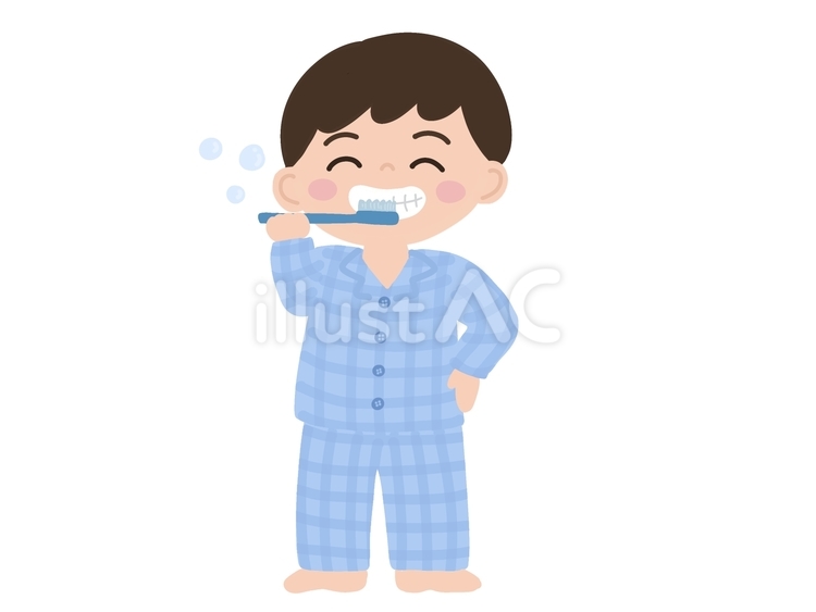 歯磨きをする男の子 歯磨き,歯ブラシ,生活習慣のイラスト素材