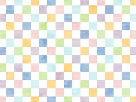 水彩風カラフルな市松模様