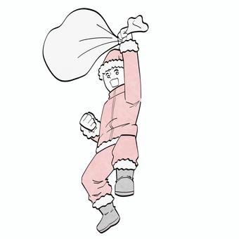 男の子がサンタのコスプレをしてるイラスト サンタ,クリスマス,男の子,コスプレ,ジャンプのイラスト素材