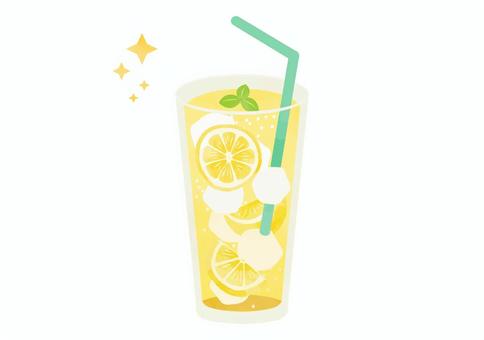かわいいレモネードのイラスト レモネード,飲み物,レモン,食べ物,グラス,果物,ミント,手描き風,水彩風,果実のイラスト素材