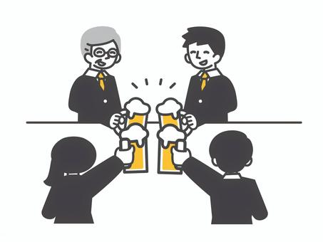 乾杯の瞬間 人,乾杯,付き合い,忘年会,ビール,打ち上げ,飲み会,歓迎会,新年会,居酒屋のイラスト素材