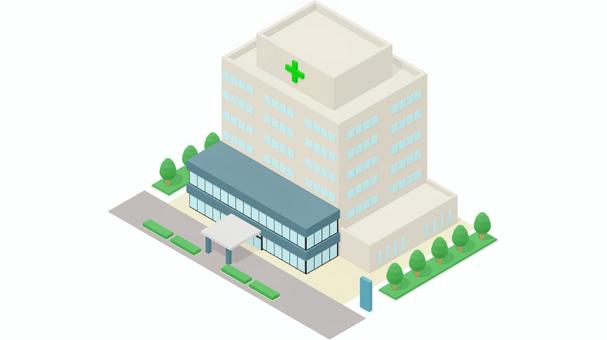 病院(アイソメトリック) 病院,総合病院,医療,治療,診察,健康,大学病院,入院,病床,手術のイラスト素材